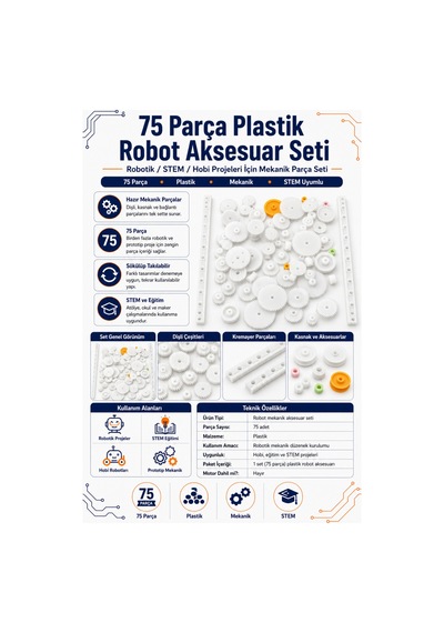 75 Parça Plastik Robot Aksesuar Seti