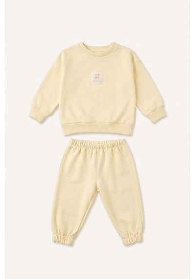 Defacto %100 Pamuk Regular Fıt Bisiklet Yaka Baskılı Üst Lastikli Paça Alt 2li Pijama Takımı Kız Bebek I2908a526auyl240 Sarı-yl240