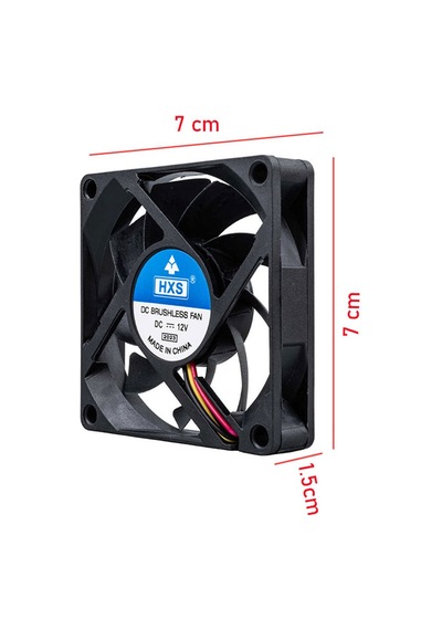 7cm 12v 3 Pinli Kasa Fanı 7cm X 7cm X 1.5cm 2 Pimli Dc 12volt Fan