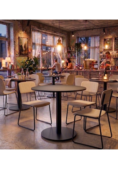 Matte Prime Füme Yuvarlak Kompakt Laminant Tablalı Bistro Metal Masa 77 Cm - Cafe, Otel, Restoran Masası Matte Prime Füme Yuvarlak Kompakt Laminant Tablalı Bistro Metal Masa 77 Cm - Cafe, Otel, Restoran Masası