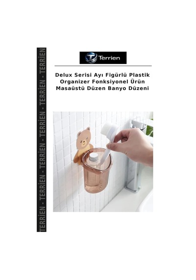 Delux Serisi Ayı Figürlü Plastik Organizer Fonksiyonel Ürün Masaüstü Düzen Banyo Düzeni Çok Renkli