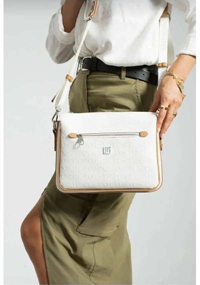 Just Polo Orijinal Kadın 3 Bölmeli Lüks Omuz Çantası Shopper Beyaz - Taba