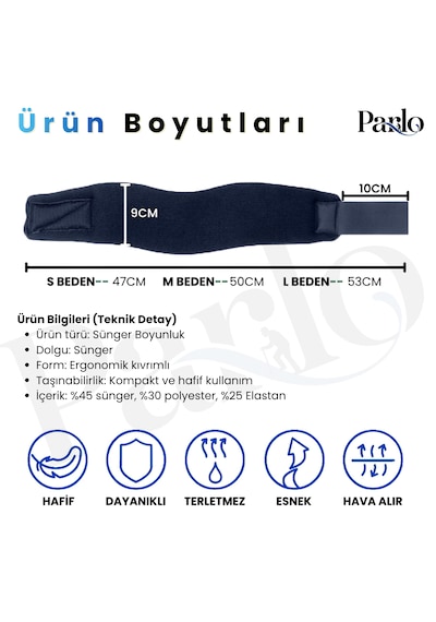 Ortopedik Sünger Boyunluk Lacivert Ergonomik Servikal Boyun Desteği Hafif Ve Hava Alabilen Tasarım