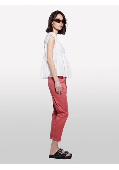 Sisley %100 Pamuk Büzgülü Kolsuz V Yaka Bluz Kadın Beyaz Bluz - 325p5ho1lq08x Krem