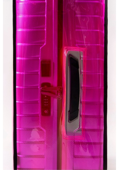 Trink Çanta Şeffaf Valiz Ve Bavul Kılıfı Neon Renk Pvc Neon Pembe