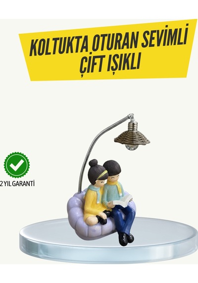 Okuyan Çift Figürlü Dekoratif Gece Lambası Hediye Seçeneği - Karışık