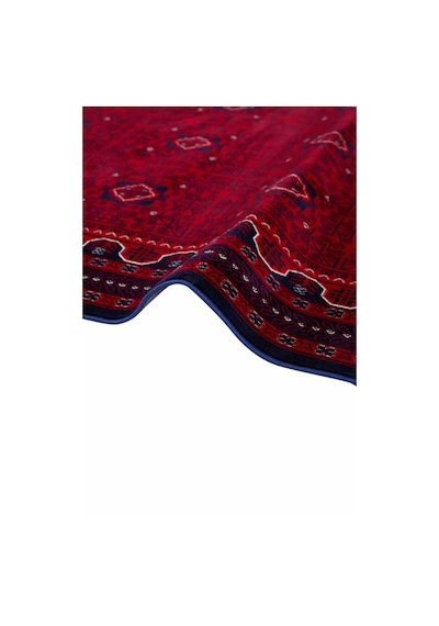 Elvey Home Afgan Vintage Kaymaz Taban Gerçek Kadife Bambu Sık Dokuma Otantik Dekoratif Zamansız Tasarım Halı Red/bordo