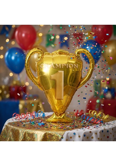 Şampiyon Kupa Folyo Balon 70x65 Cm Parti Süsleme Kutlama Dekor Balon Çok Renkli