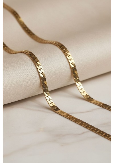 Gümüş Kaplama 316 L Paslanmaz Çelik Kz-101 Ezme Gurmet Sık Örme İtalyan Model Zincir Kolye 5 Mm Gold Altın