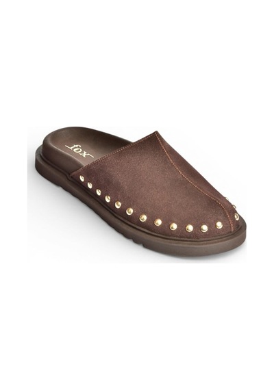 Fox Shoes Y918132902 Kahverengi Süet Önü Kapalı Sabo Terlik