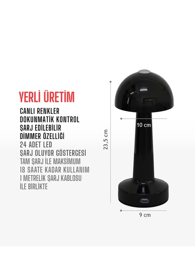 Zenlight Mantar Masa Lambası Siyah
