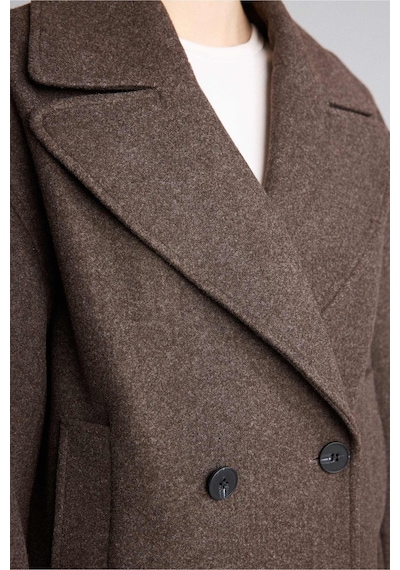 Defacto Regular Fit Kruvaze Kısa Kaşe Kaban H2368ax26aubn530 Kahve-bn530