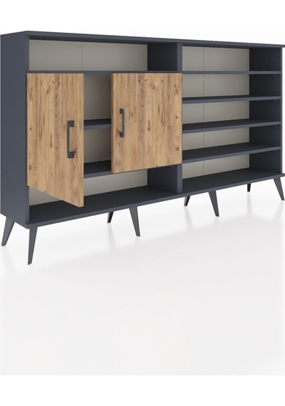 Arges Konsol 7 Raflı 2 Kapaklı 176x30x99 Antrasit-çam Atlas Çam/atlas Çam - Antrasıt Arges Konsol 7 Raflı 2 Kapaklı 176x30x99 Antrasit-çam Atlas Çam/atlas Çam - Antrasıt