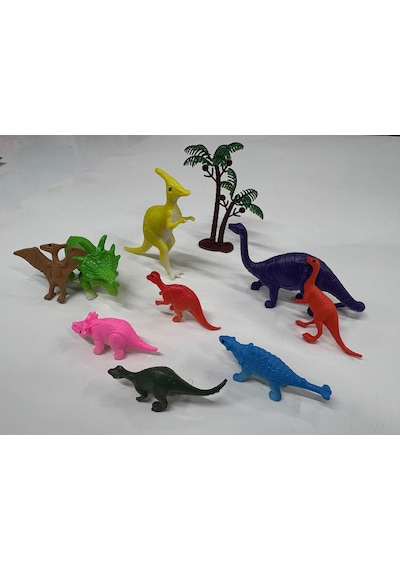 Plastik Oyuncak Dinozor Seti Dinozorlar 10 Parça Dinazor Çok Renkli Hayvan Figürü
