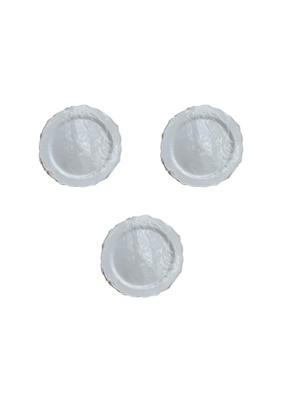 Parti Davet Piknik Doğum Günü Sert Plastik Mika Tabak - Beyaz - 18 Cm. - 6'lı 3 Paket
