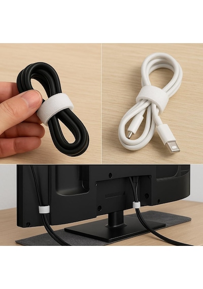 3b Trend 5 Metre X 1 Cm Beyaz Cırt Cırt Sabitleyici Bilgisayar Kablo Tutucu Düzenleyici Toparlayıcı