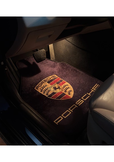 Oto Halı Paspas Porsche Uyumlu Kadife Yüzey Baskılı Oto Paspas