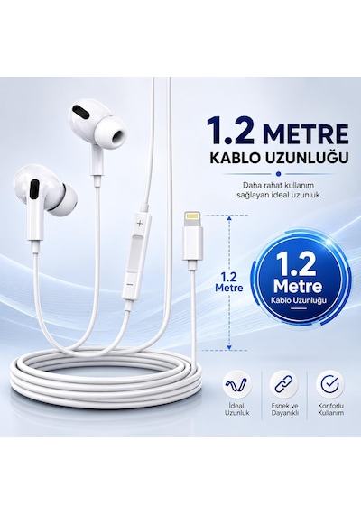 Hp-tk02 Titan Series İos Lightning Bluetooth Kablolu Kulak İçi Kulaklık - Yüksek Kaliteli Stereo Ses Mikrofonlu Ve Ergonomik Tasarımlı 1.2m İphone Uyumlu Kulaklık