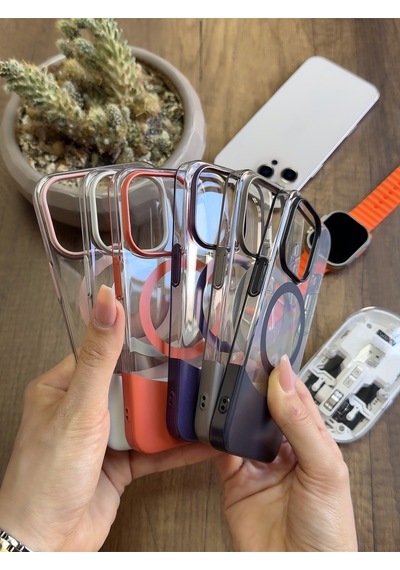 Apple iPhone 16 Pro Max Magsafe Uyumlu Mika Sararmaz Kılıf Soocase720 Çok Renkli
