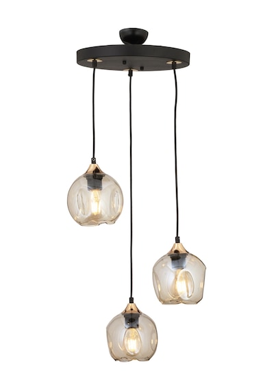 Karya 3Lü Yuvarlak Siyah Gold Modern Sarkıt Genç Odası Yatak Odası Retro Salon Avize