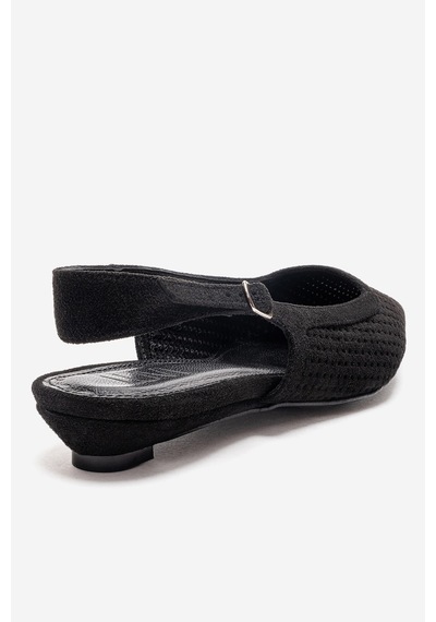 Luvishoes Avıva Siyah Süet Sivri Burunlu Kadın Alçak Topuklu Ayakkabı