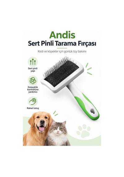Andis Kedi Köpek İçin Genel Tarama Fırçası Sert Pinli Küçük