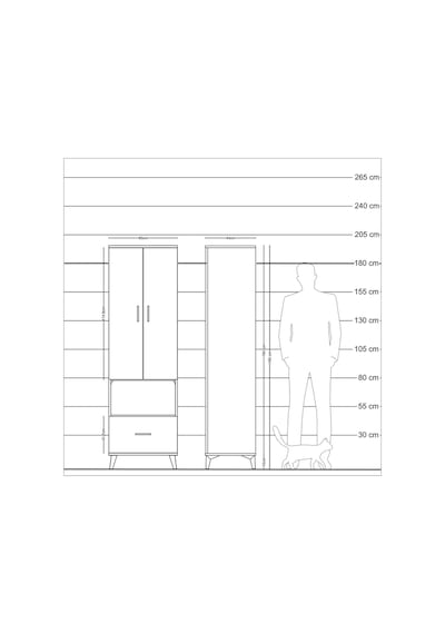 Hyperion Dolap 5 Raflı Tek Çekmeceli 2 Kapaklı 60x44x195 Antr... Antrasit