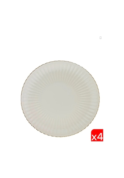 Kütahya Porselen Bone Luz Altın File Pasta Tabağı 21cm 4 Lü Çok Renkli