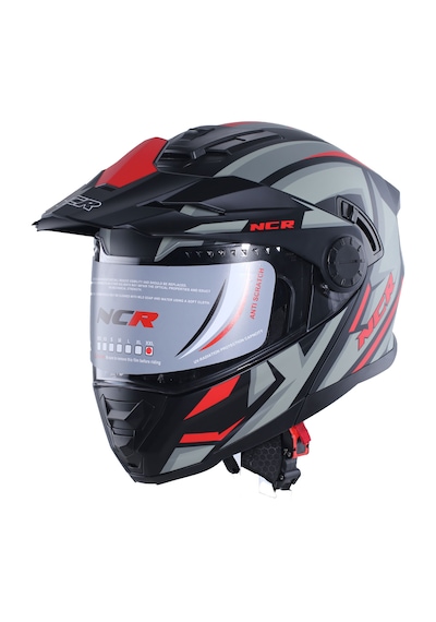 Ncr X-Cross Kırmızı Grafik Ece-22.06 Çene Açılır Kask Kırmızı Gri