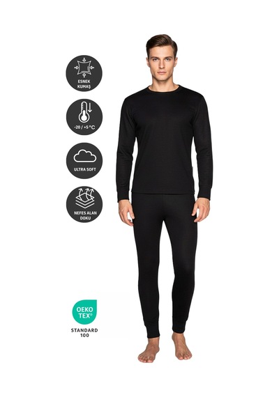 Thermoform Active Yetişkin Termal İçlik Set Siyah Çok Renkli