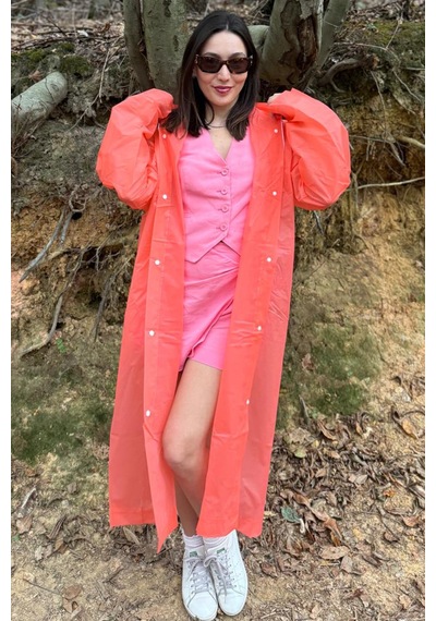Mollycrush Unisex Su Rüzgar Geçirmez Katlanabilir Kapüşonlu Çıtçıt Düğmeli Eva Kırmızı Yağmurluk Mercan Mollycrush Unisex Su Rüzgar Geçirmez Katlanabilir Kapüşonlu Çıtçıt Düğmeli Eva Kırmızı Yağmurluk Mercan