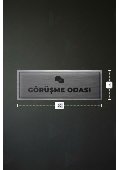 Görüşme Odası Yazılı - Metal - Gümüş Renk - Kapı İsimliği - 20x7 Cm
