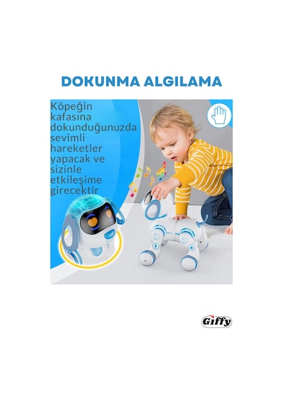 Oyuncak Full Fonksiyon Uzaktan Kumandalı El Sensörlü Şarjlı Işıklı Müzikli Dansçı Robot Köpek Beyaz
