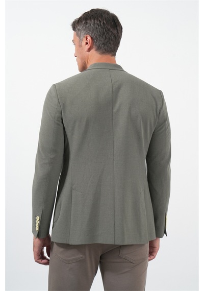İmza Haki Mono Yaka Gofreli 6 Drop Slim Fit Esnek Ceket 1002260151