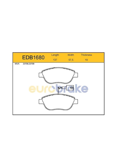 EUROBRAKE EDB1680 Ön Balata Doblo 1.3-1.9 Jtd 07 G.Punto 1.3 Mjt 05 Stilo 05 Linea 07 Bravo 07 215Mm İkaz Kablolu Gdb1655-Fdb1467W-Lp1721
