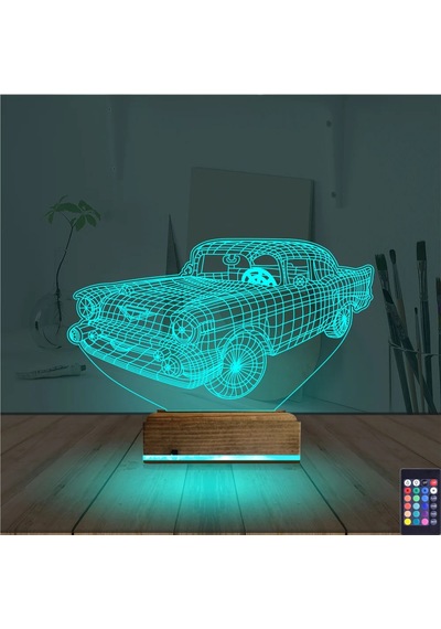 Luvivia Klasik Araba 3d Lamba - Masa Gece Lambası V2 Şeffaf
