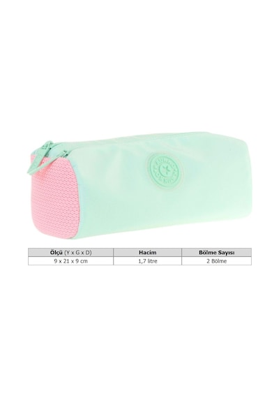 Kaukko İki Bölmeli Kız Çocuk Okul Kalem Çantası - Su Yeşili Pembe - K2737 Su Yeşili - Pembe