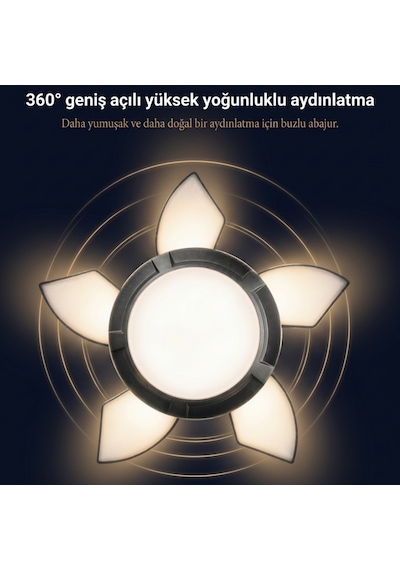 Güneş Enerjili Katlanabilir Led Kamp Lambası- 4000 Mah Powerbank Özellikli Siyah