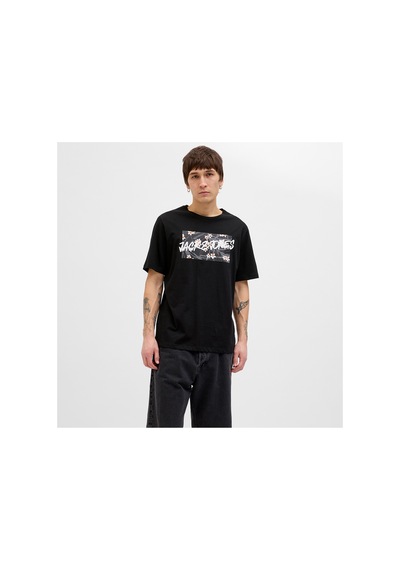 Jack & Jones Bisiklet Yaka Siyah Erkek T-shirt 12269324 Jjhawaıı Shape Tee Ss Crew