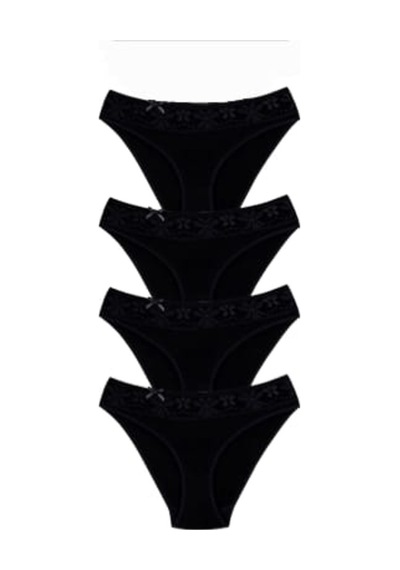 Ceylanoğlu Kadın Likralı Beli Dantelli Bikini Külot C-131 (4 Pake