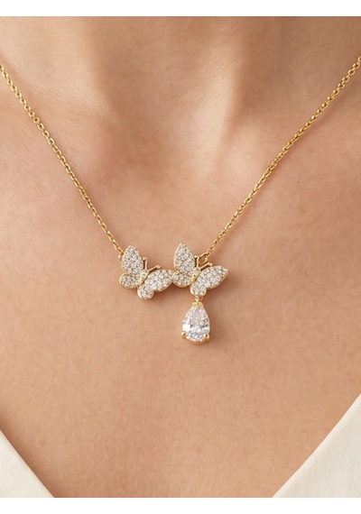 İkili Kelebek Zirkon Taşlı Damla Taş Sallantı Detaylı Kadın Çelik Kolye,sevgililer Günü , Anneler Günü, Zirkon Taş ,gold Renk, Zarif,minimalist İkili Kelebek Zirkon Taşlı Damla Taş Sallantı Detaylı Kadın Çelik Kolye,sevgililer Günü , Anneler Günü, Zirkon Taş ,gold Renk, Zarif,minimalist