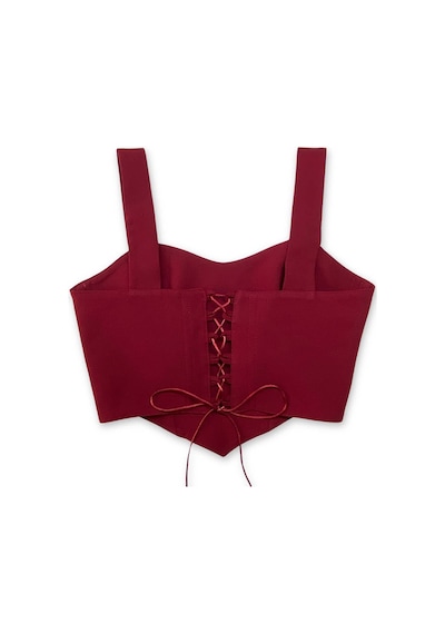 L'aura Corset Bordo Renk Kalp Yaka Bayan Korse Büstiyer