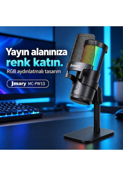 Jmary Mc-pw13 Ayrılabilen Pop Filtre Gürültü Önleyici 360 Dönebilen Tak Çalıştır Usb Mikrofon Siyah