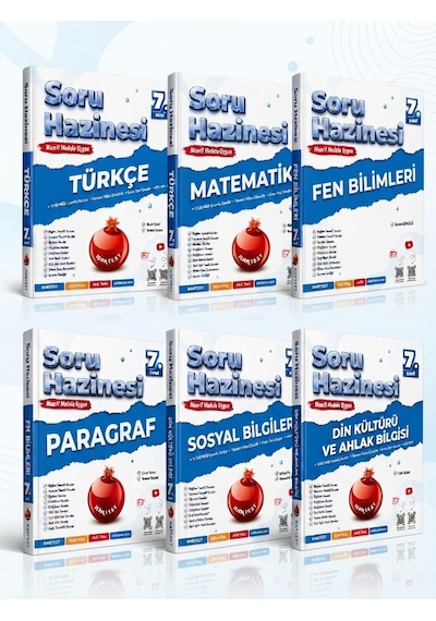 Nartest Yayınları 7.sınıf Soru Hazinesi Paragraf-türkçe-matematik-fen Bilimleri-sosyal Bilgiler-din Kültürü Seti 6 Kitap