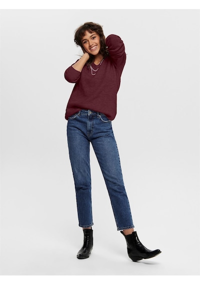 Only Onlcamılla V-neck L/s Pullover Knt Noos Kadın Kırmızı Kazak - 15204588