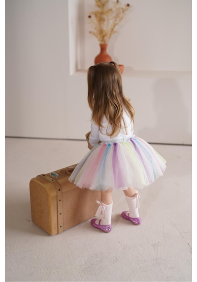 Linola Baby Kids Renkli Sim Baskılı Çocuk Eteği Çok Renkli