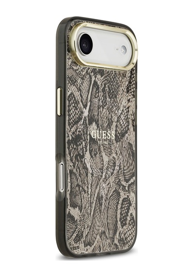 Apple Uyumlu iPhone 17 Air Kılıf Guess Lisanslı M-safeli Yazı Logolu Python Desenli Kapak Kahverengi Kahverengi