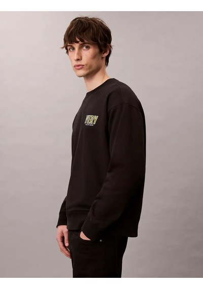 Calvin Klein Premıum Fleece Logo, Ub1 Siyah Erkek Sweatshirt