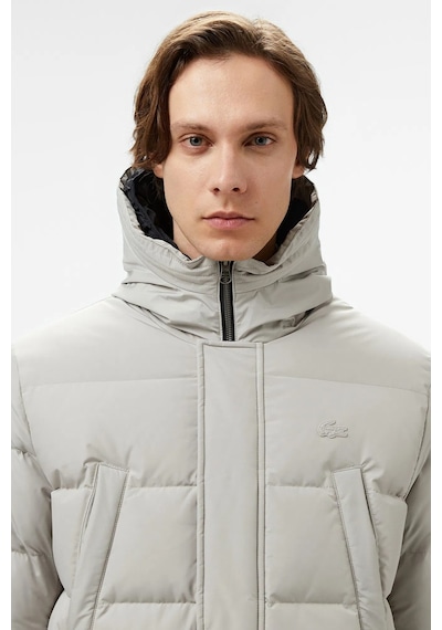 Lacoste Down Fill Jacket Kaztüyü Dolgu Kapüşonlu Gri Mont Gri