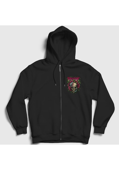 Presmono Unisex Ivy Bullet For My Valentine Fermuarlı Kapüşonlu Sweatshirt Siyah